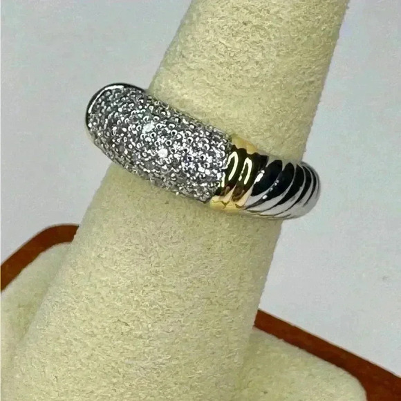 Two Tone Simulated Diamonds & Gold Ring - Picture 4 of 5